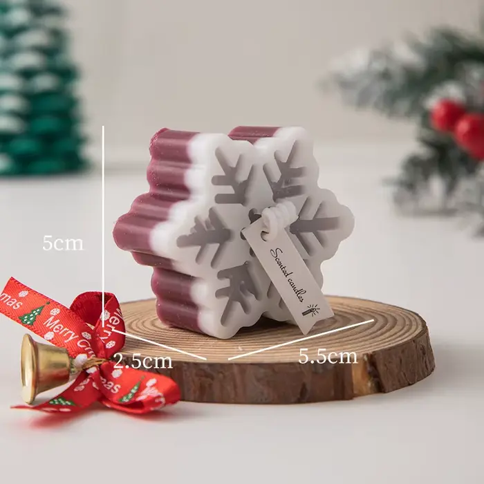 Bougies d'aromathérapie flocon de neige de noël faites à la main, 1 pièce, cadeaux de décoration pou