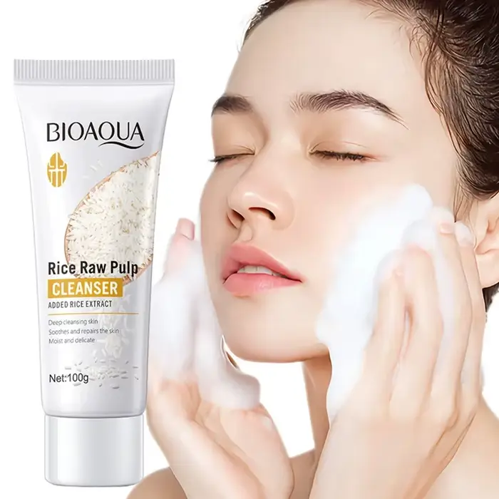 BIOAQUA pulpe brute de riz nettoyant pour le visage mousse de lavage