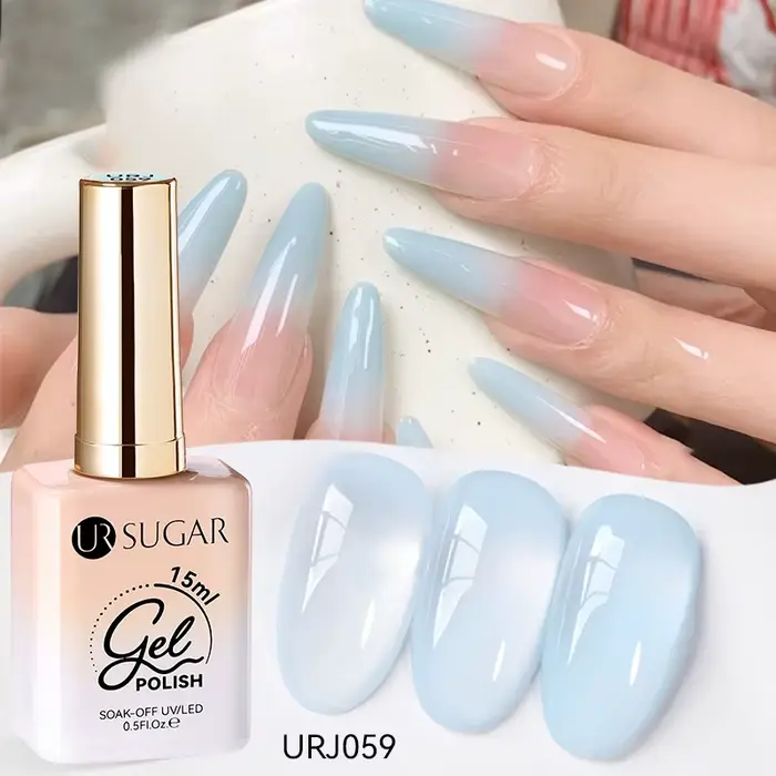 UR SUGAR 15ml verre bleu glace menthe gelée Gel vernis à ongles printemps été Semi Transparent Nail Art tremper LED UV Gel bricolage manucure