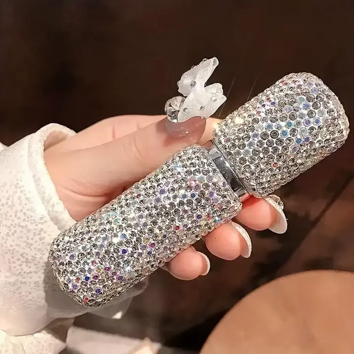 Flacon vaporisateur de parfum diamant scintillant, conteneur d'échantillon cosmétique rechargeable d
