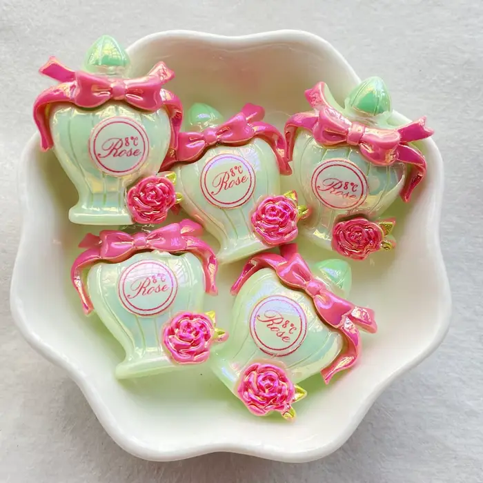 6 pièces, nouvelle série de flacons de parfum en résine mignons, à dos plat, pour scrapbooking, bric