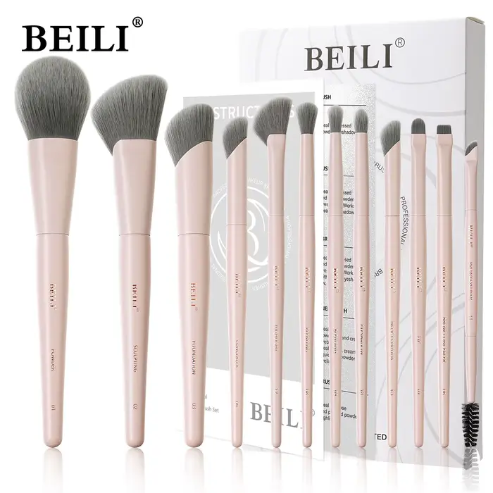 BEILI – ensemble de pinceaux de maquillage professionnels végétaliens