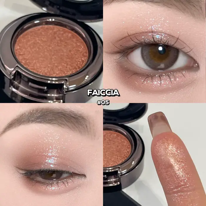Palette de fards à paupières jaune gingembre effet caméléon, fumé, holographique, scintillant, métal