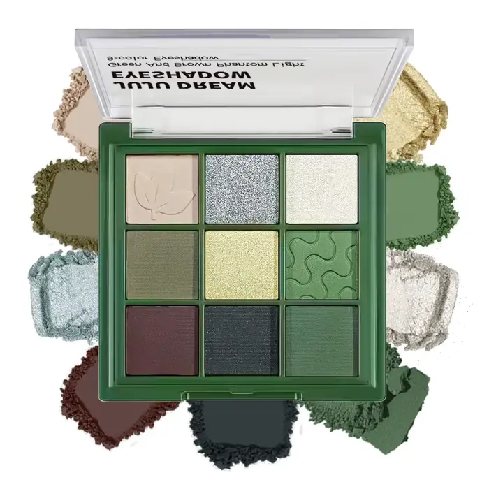 Palette de fards à paupières 9 couleurs ton vert - Palette de maquillage pour les yeux pigmentée lon