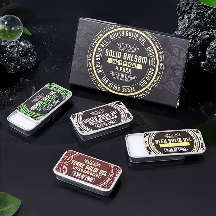 Lot de 4 parfums solides pour homme, parfum de phéromones, parfum naturel longue durée, senteur florale fruitée, déodorant solide de poche