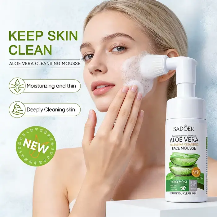 Nettoyant Visage à l'Aloe SADOER Mousse Hydratante pour Peau Douce et Revitalisée Occasions Spéciales Femme