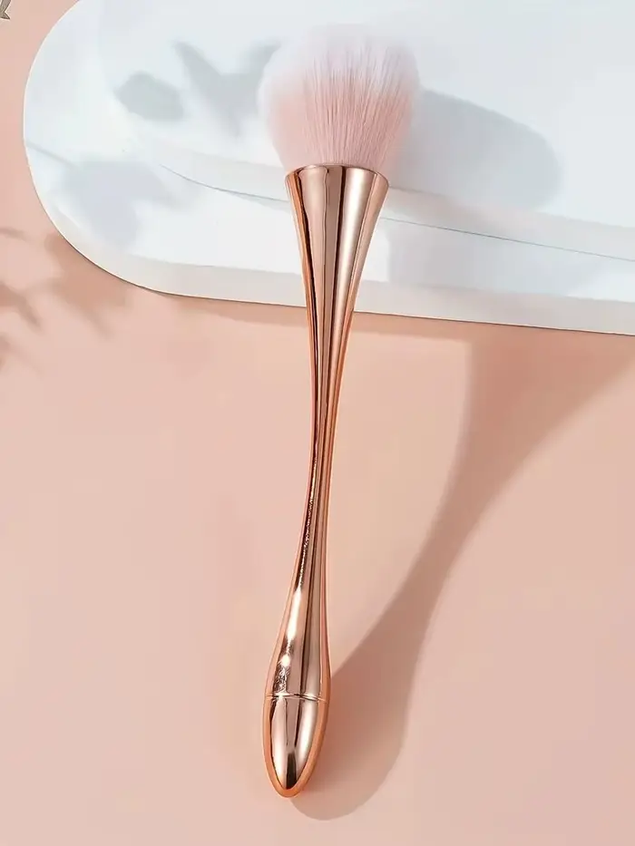Pinceau de maquillage en éventail doré Rose