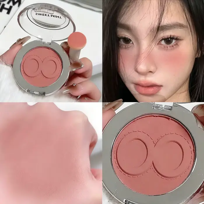 10 couleurs, blush mat imperméable, texture argile, teinte naturelle, doux, délicat, longue tenue, faible intensité, facile à appliquer, blush pour femmes, cosmétiques.