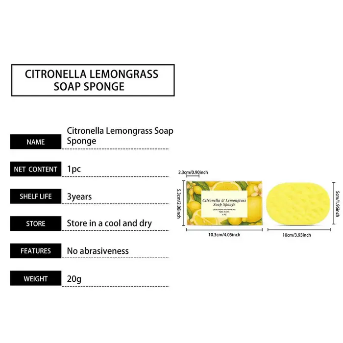 Éponge de bain à la citronnelle réutilisable avec gel douche pour le nettoyage, l'exfoliation et le 