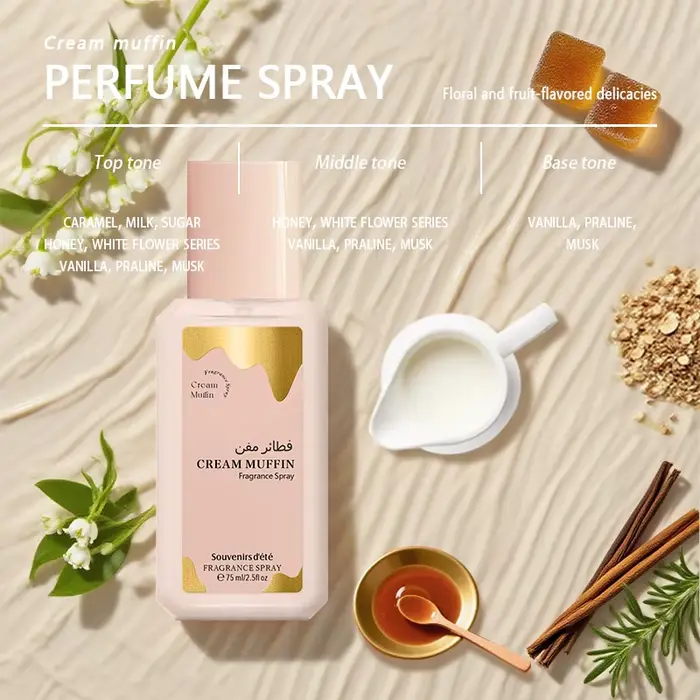 Spray parfumé Caramel Dream 75 ml, parfum longue durée, frais, floral, fruité, note gourmande, charm