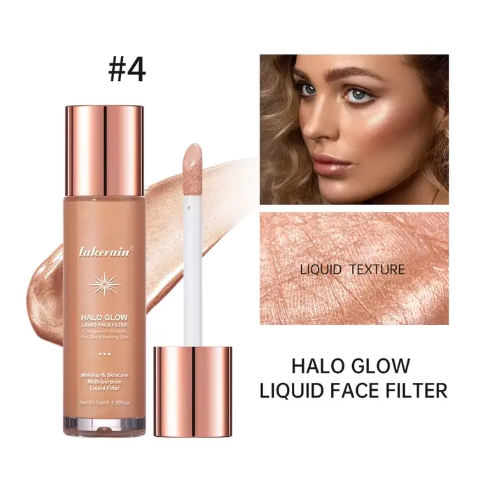 Halo Glow Liquid Filter, Surligneur liquide, Contour du visage, Maquillage nacré, Brightener Bronzer