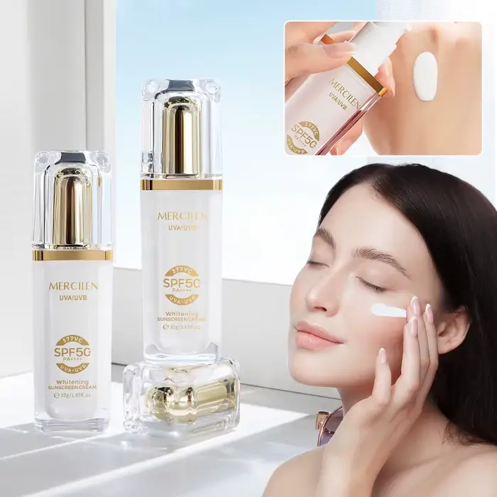 Crème solaire visage et corps Mercilen 30g, SPF50+, contient de la niacinamide pour éclaircir les pe