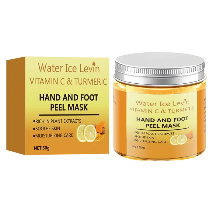 Masque exfoliant pour les mains et les pieds à la vitamine C et au curcuma, riche en extraits de pla