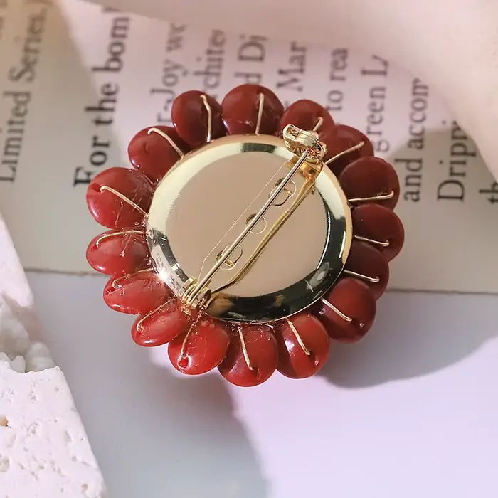 Perle d'eau douce naturelle, broche en bambou de mer rouge, Design fait à la main, accessoires bijoux pour femmes GO0012