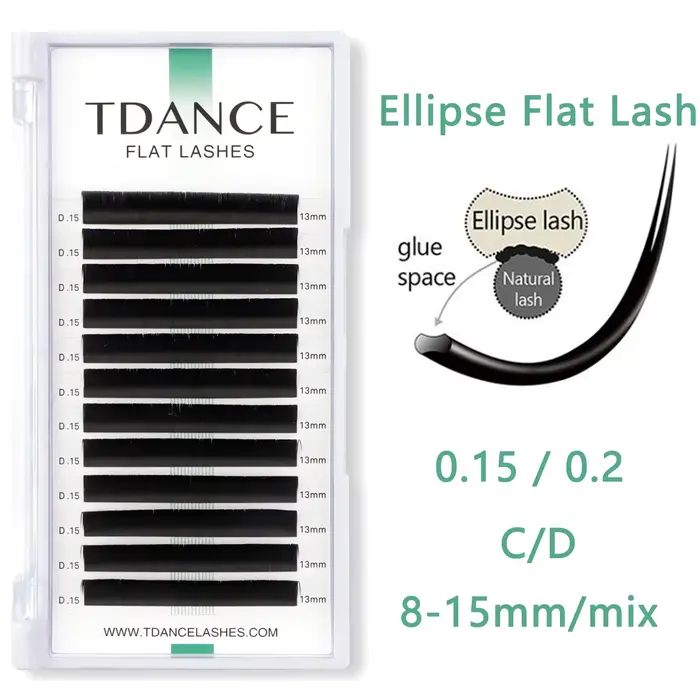 TDANCE 12 lignes 8-15mm Ellipse cils plats mat pointes fendues en forme d'extension
