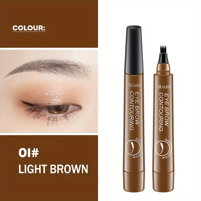 Stylo à sourcils étanche, crayon à microblading, 4 têtes fendues, maquillage naturel, 5 couleurs