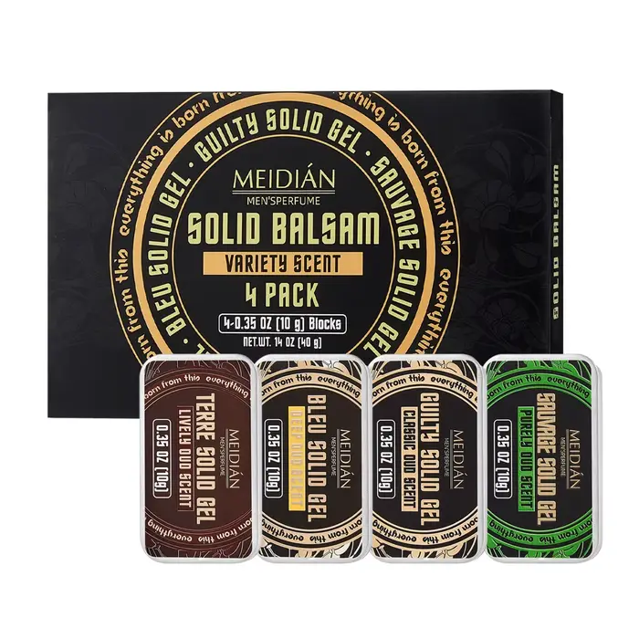 Lot de 4 parfums solides pour homme, parfum de phéromones, parfum naturel longue durée, senteur florale fruitée, déodorant solide de poche