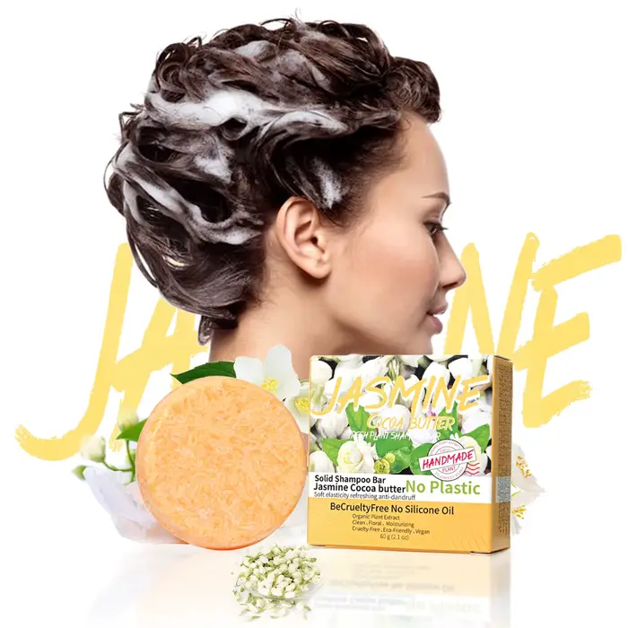 Shampoing parfumé au jasmin fait à la main, bâton de shampoing solide, savon à l'huile essentielle v