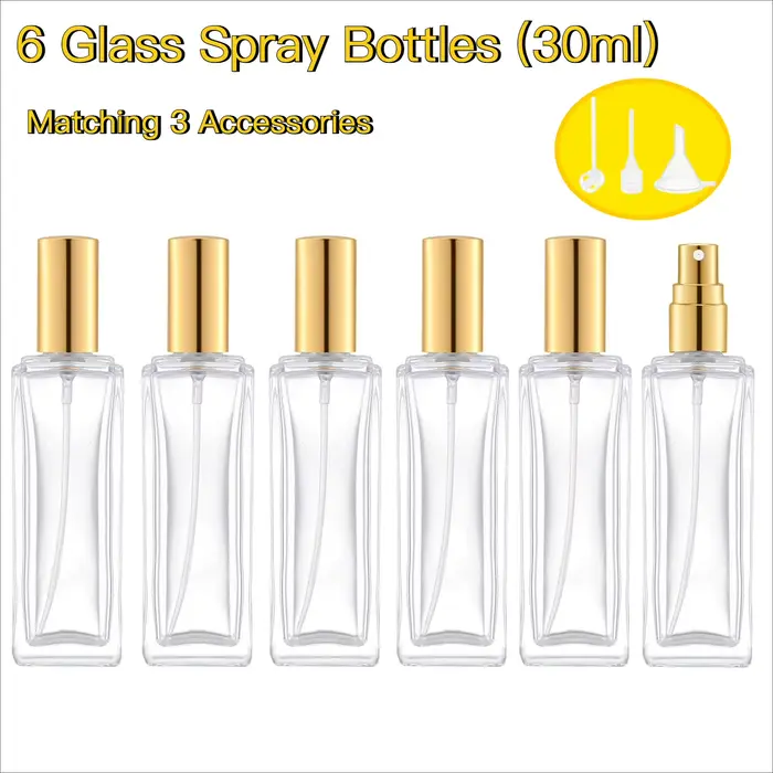 Bouteille de parfum en verre 30ML, vide, carrée, rechargeable, anti-fuite, bouteille de voyage pour 