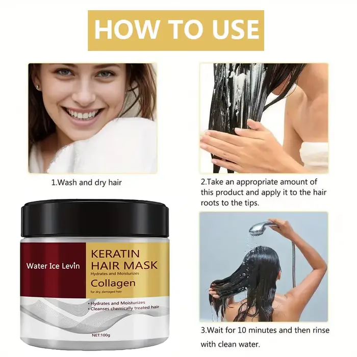 Masque capillaire à la kératine Water Ice Levin : hydratation et réparation en profondeur pour cheveux secs et endommagés en 10 minutes