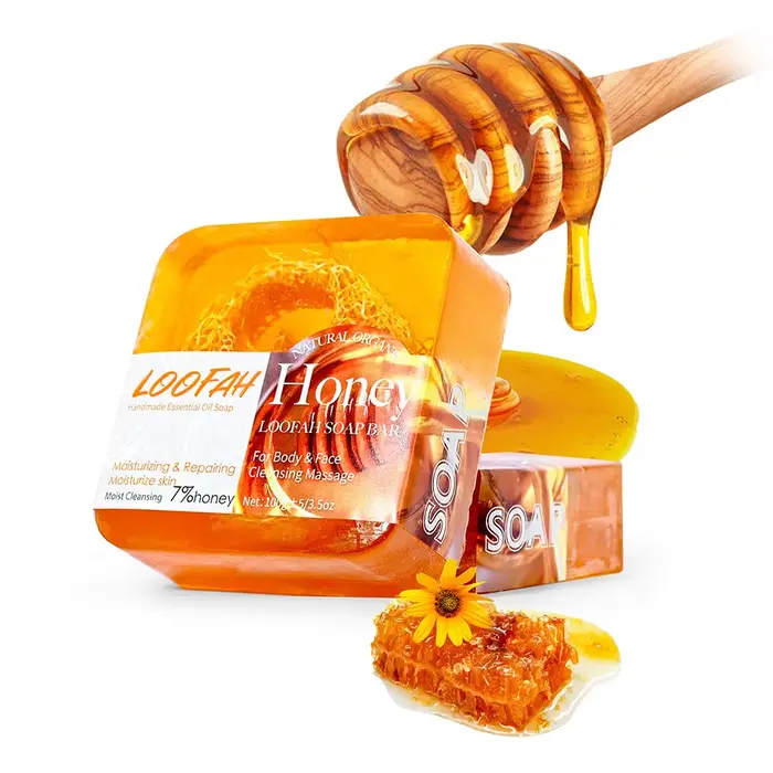 Savon Loofah au miel pour le visage, traitement de l'acné, arbre à thé, citron, Rose, blanchiment, é