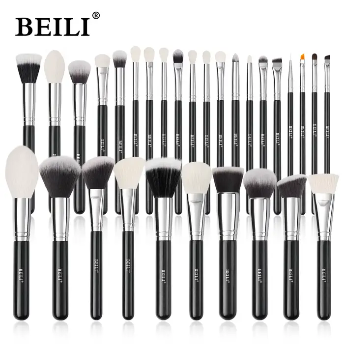 BEILI noir pinceaux maquillage ensemble professionnel naturel chèvre cheveux pinceaux fond de teint 