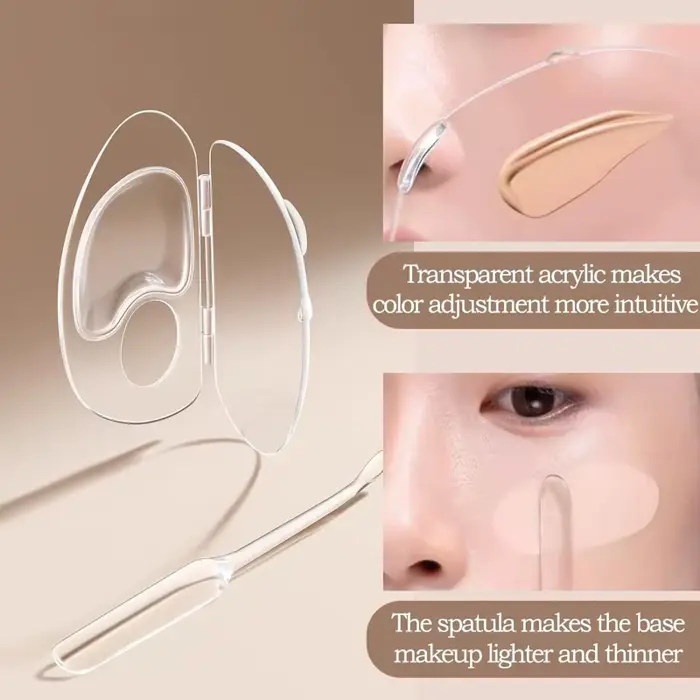 Kit de Palette de mélange de maquillage, plateau de mélange de maquillage en acrylique avec spatule, fond de teint liquide pliable, plateau de mélange de couleurs, outil cosmétique 2 pièces