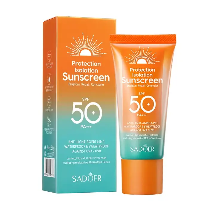 Crème solaire SPF 50+ pour le visage, protection solaire, soin de la peau, double tube, multi-effets