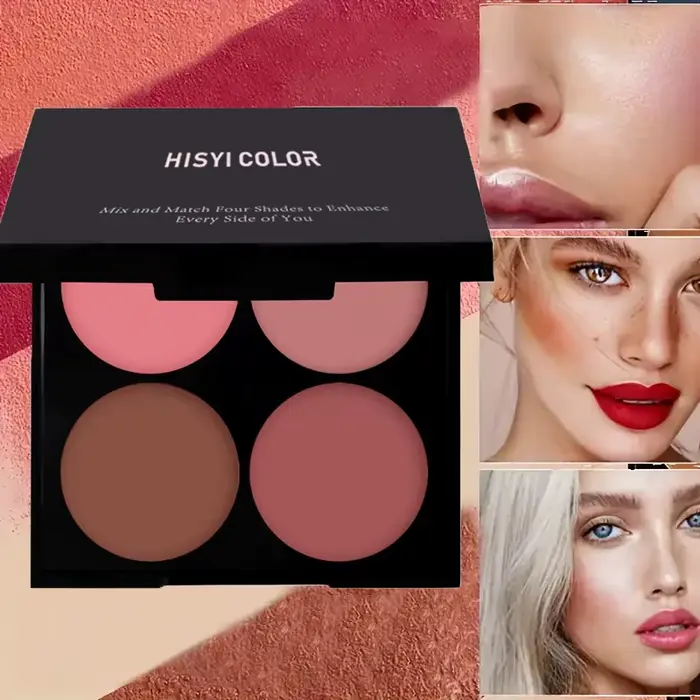 Palette de fards à joues imperméables 4 couleurs – Facile à appliquer