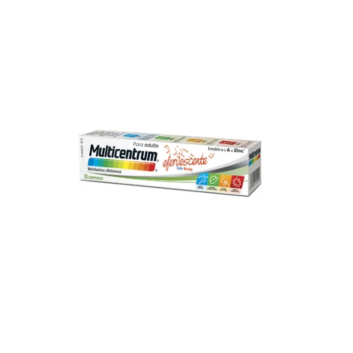Multicentrum Effervescent Saveur D'orange 20 Comprimés