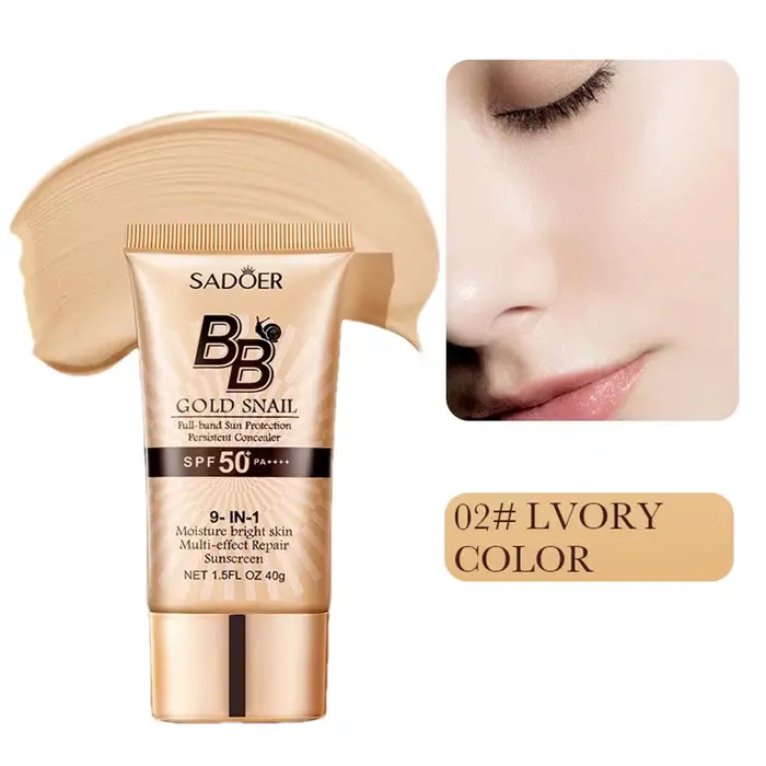SADOER or escargot crème solaire BB fond de teint correcteur crème d'isolation hydratante SPF50 + PA +++ 40g hydratant pour le visage