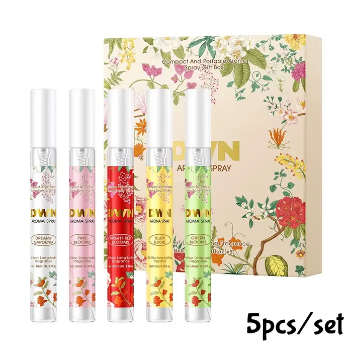 Coffret cadeau de parfum à fleurs, 5 pièces, Spray de parfum à charme élégant, longue durée pour femmes et hommes, phéromone romantique, 10ml