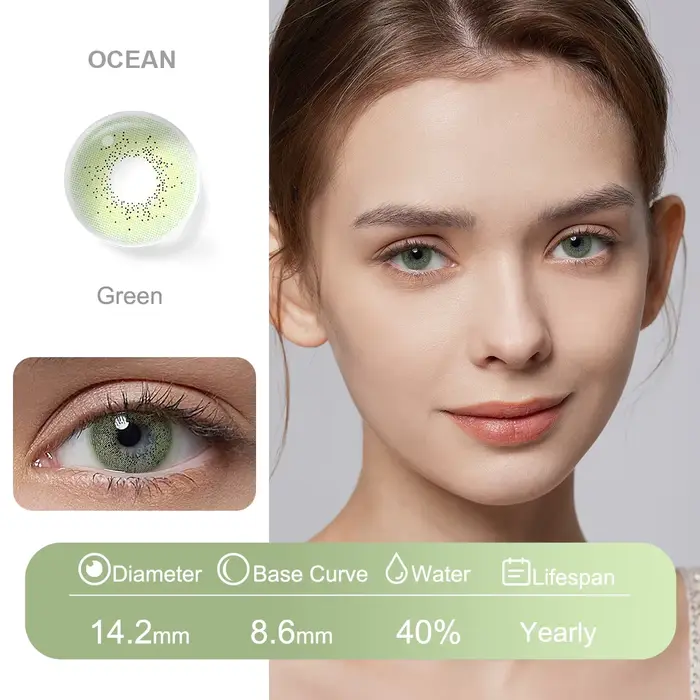Hot FreshGo Premium/lentilles de Contact colorées océan Look naturel lentilles souples cosmétiques jetables 14.2mm 40% eau annuelle 1 paire