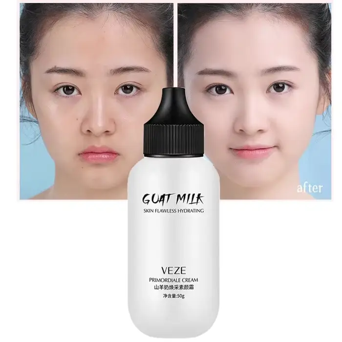 Crème de fond de teint professionnelle pour le visage paresseux, lait de chèvre, revitalisant, couve