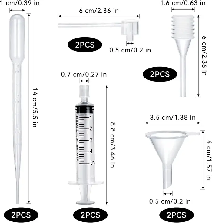 10 kits de recharge de parfum, outils de transfert de distributeur de parfum en plastique, liquides.