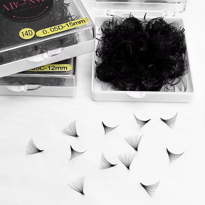 Abonnie 18mm Extensions de cils pré-faits en éventail à base pointue pour volume intense