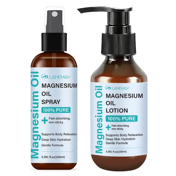 Ensemble Huile et Lotion de Magnésium – 100% Pure pour une Hydratation Profonde et une Relaxation – Découvrez la Puissance de l'Huile de Magnésium 100% Pure
