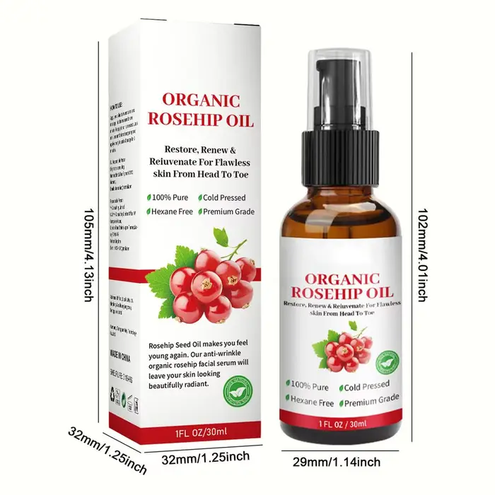Huile pour le visage à l'huile de rose musquée biologique 30 ml