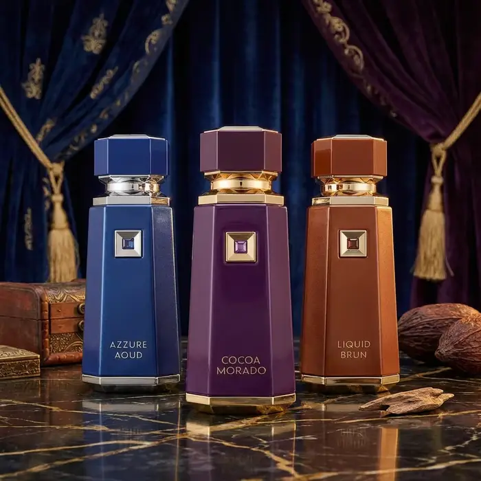 Parfum arabe longue tenue liquide Brun Cocoa Morado Azzure Aoud French Avenue Fragrance Woody Spicy Vanilla