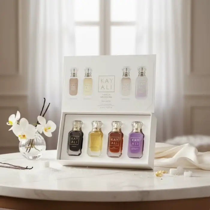 Ensemble de parfums unisexes KAYALI 4*10ml Longue durée Frais Doux Élégant Floral Fruité Musc Parfum naturel Deux senteurs Vanille Royale