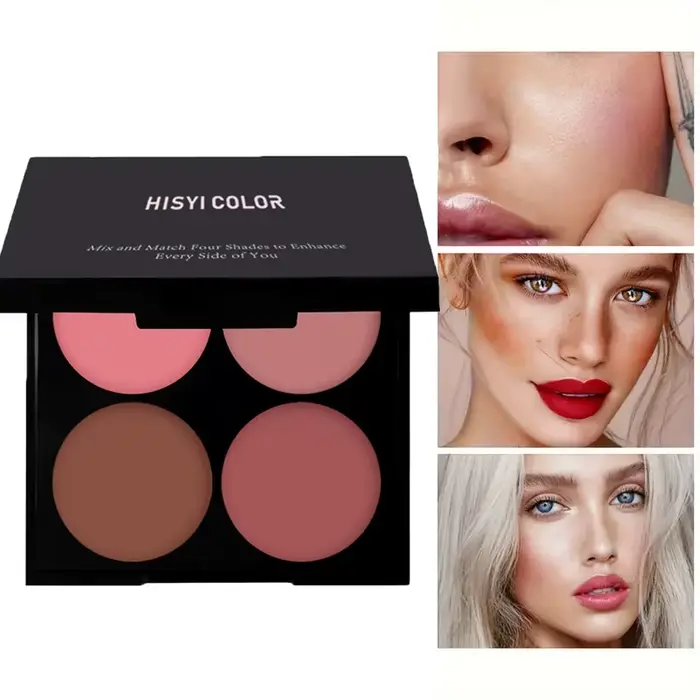 Palette de fards à joues imperméables 4 couleurs – Facile à appliquer