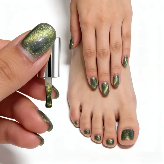 Vert - Vernis à ongles à base d'eau effet œil de chat 12ml