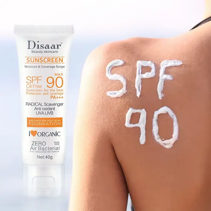 Fond de Teint Solaire Sans Huile SPF90 PA+++ 40g, Protection Antioxydante UVA/UVB, Couvrance Hydrata