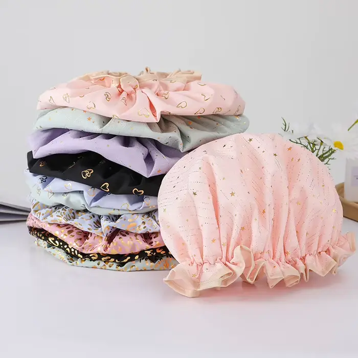 Chapeau de bain imperméable pour femmes double couche élastique accessoire de salle de bain chic pour les occasions quotidiennes et spéciales