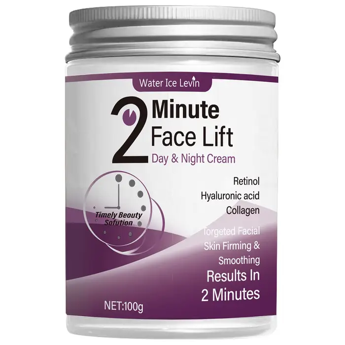 Crème de jour et de nuit pour lifting du visage en 2 minutes avec rétinol, acide hyaluronique et collagène - Lotion hydratante adaptée à tous les tons de peau claire, sans parfum, s'absorbe en 2 minut