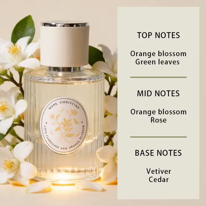 Parfum à la fleur d'oranger HOPE CHRISTINE pour femme, notes florales originales longue durée, 50 ml