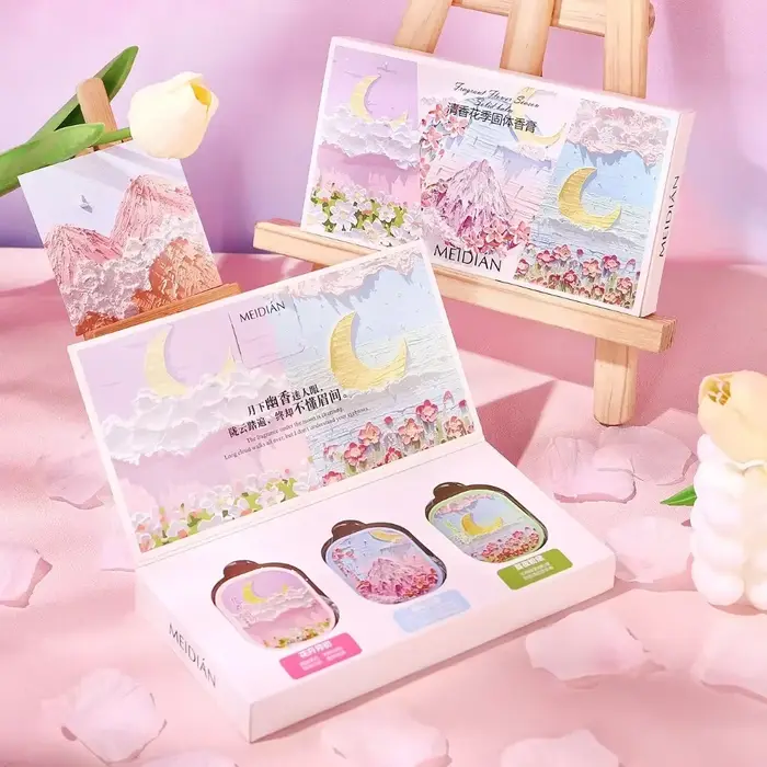 Coffret de baume de parfum solide à fleurs romantiques
