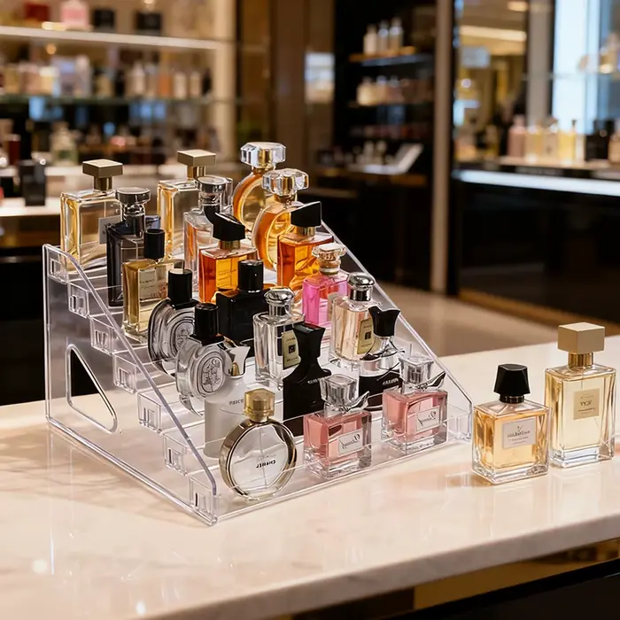 1 pièce Présentoir de Comptoir Transparent à Boucles Type Échelle pour Parfums