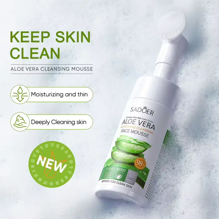 Nettoyant Visage à l'Aloe SADOER Mousse Hydratante pour Peau Douce et Revitalisée Occasions Spéciales Femme