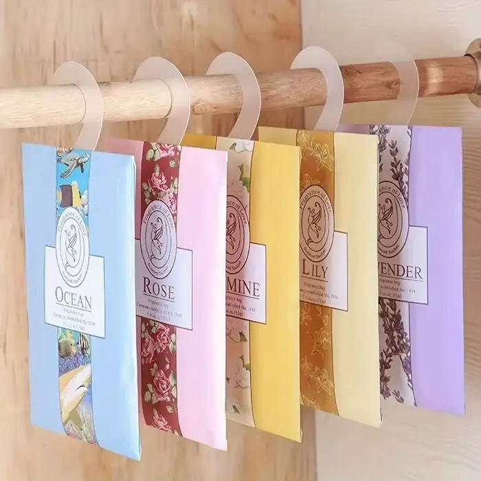 Sachet de garde-robe, désodorisant de voiture, parfum d'aromathérapie durable, élimination des toile